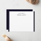 Elegant Minimalist Navy Blue Desk Design Mitteilungskarte (Vorderseite/Rückseite Beispiel)