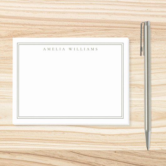 Elegant Minimalist Olive Green Two Border Post-it Klebezettel