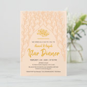 Elegant Minimalist Peach Floral Iftar Invitation Einladung (Stehend Vorderseite)