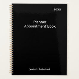 Elegant Minimalist Personalized Logo Black Planner Planer
