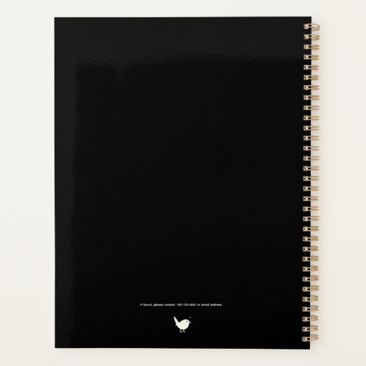 Elegant Minimalist Personalized Logo Black Planner Planer (Rückseite)