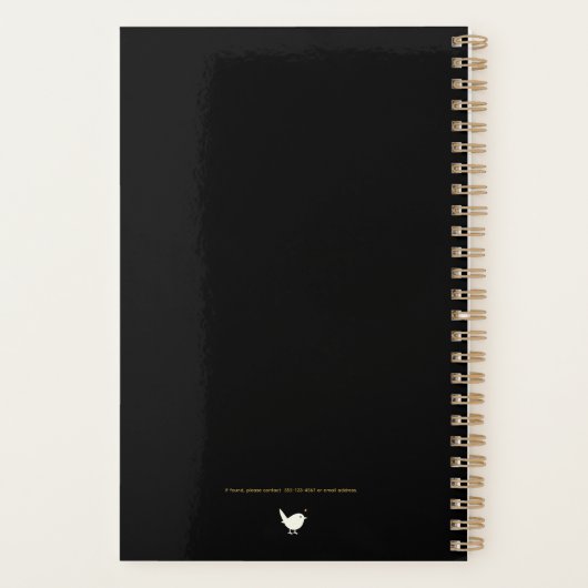 Elegant Minimalist Personalized Logo Black Planner Planer (Rückseite)