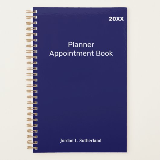 Elegant Minimalist Personalized Logo Blue Planner Planer (Vorderseite)