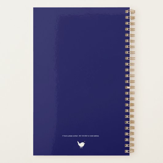 Elegant Minimalist Personalized Logo Blue Planner Planer (Rückseite)