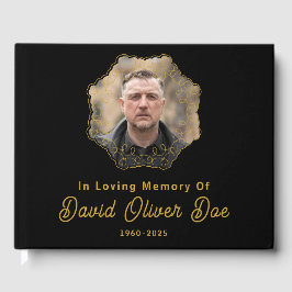 Elegant Minimalist Photo Classic Memorial Funeral Gästebuch