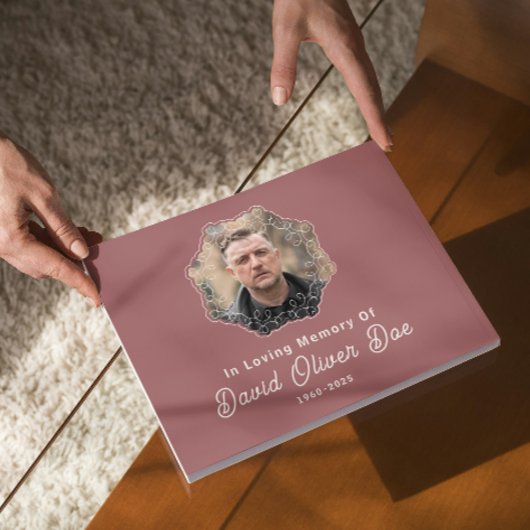 Elegant Minimalist Photo Classic Memorial Funeral Gästebuch