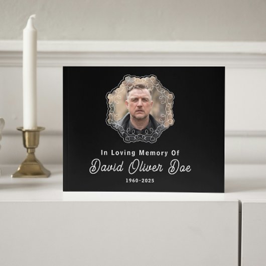 Elegant Minimalist Photo Classic Memorial Funeral Gästebuch