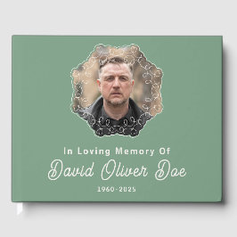 Elegant Minimalist Photo Classic Memorial Funeral Gästebuch