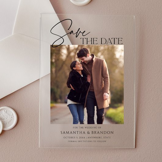 Elegant Minimalist Photo Save the Date Acryleinladungen