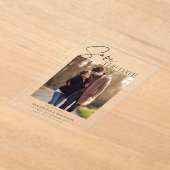 Elegant Minimalist Photo Save the Date Acryleinladungen (Ablage )