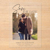 Elegant Minimalist Photo Save the Date Acryleinladungen (Vorderseite)