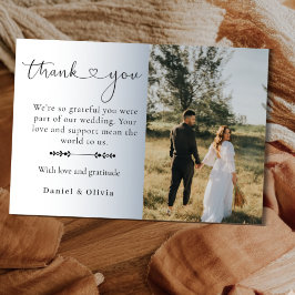 Elegant Minimalist Photo Wedding Thank You  Card Dankeskarte