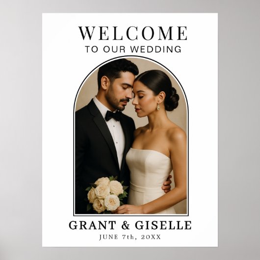 Elegant Minimalist Photo Wedding Welcome Sign  Poster (Vorne)