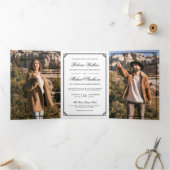 Elegant Minimalist Photo White QR Code Wedding Dreifach Gefaltete Einladung (Innenseite)