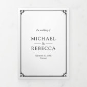 Elegant Minimalist Photo White QR Code Wedding Dreifach Gefaltete Einladung (Cover)