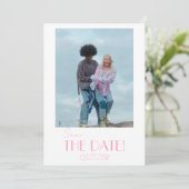 Elegant Minimalist Pink Whimsical Photo Wedding Save The Date (Stehend Vorderseite)