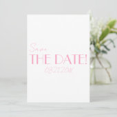 Elegant Minimalist Pink Whimsical Retro Wedding Save The Date (Stehend Vorderseite)