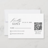 Elegant Minimalist QR Code RSVP Wedding Card (Vorderseite)