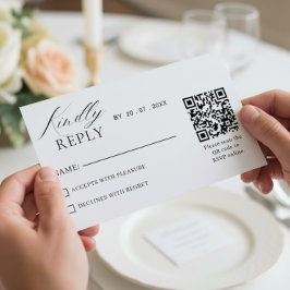 Elegant Minimalist QR Code RSVP Wedding Card Karte