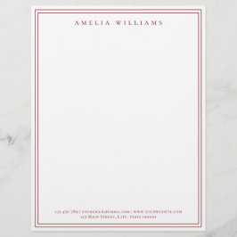 Elegant Minimalist Red Two Border Briefbogen