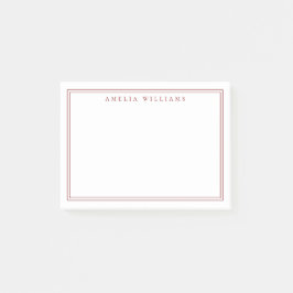 Elegant Minimalist Red Two Border Post-it Klebezettel