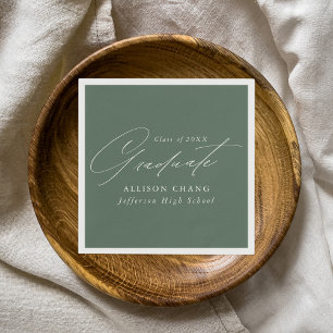 Elegant Minimalist Sage Green Graduation Serviette