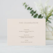 Elegant Minimalist Sand Warm Taupe Wedding Begleitkarte (Stehend Vorderseite)
