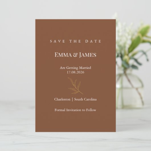 Elegant Minimalist Save the Date Card | Modern (Stehend Vorderseite)
