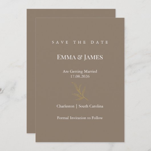 Elegant Minimalist Save the Date Card | Modern (Vorne/Hinten)
