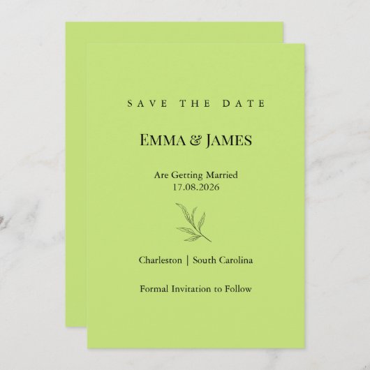 Elegant Minimalist Save the Date Card | Modern (Vorne/Hinten)