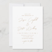 Elegant Minimalist Script Gold Wedding Einladung (Vorderseite)