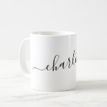 Elegant Minimalist Script Modern Name Personalized Kaffeetasse<br><div class="desc">Elegant Script Name Personalized Coffee Mug in White</div>