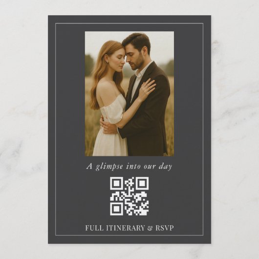 Elegant Minimalist Script Photo QR Code Wedding Einladung (Rückseite)