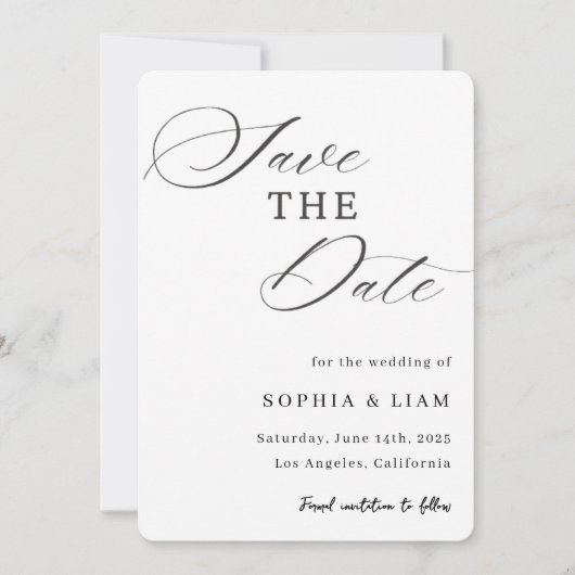Elegant Minimalist Script Save the Date Card (Vorderseite)