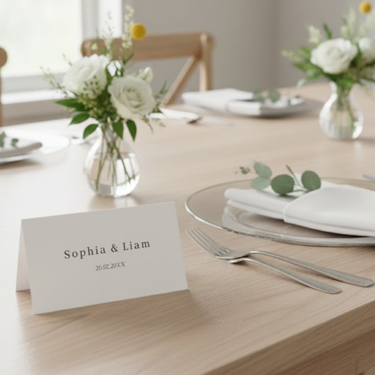 Elegant Minimalist Script Wedding Place Card Platzkarte