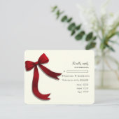Elegant Minimalist Simple wedding red bow RSVP Car (Stehend Vorderseite)