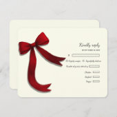Elegant Minimalist Simple wedding red bow RSVP Car (Vorne/Hinten)