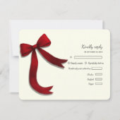 Elegant Minimalist Simple wedding red bow RSVP Car Karte (Vorderseite)