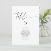 Elegant minimalist table number seating chart card (Stehend Vorderseite)