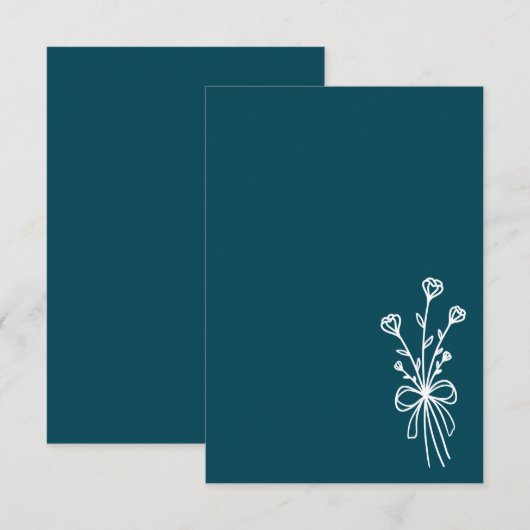 Elegant Minimalist Teal Wedding Einladung (Vorne/Hinten)
