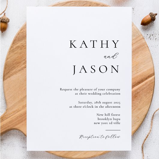 Elegant Minimalist Typography Script Wedding Einladung
