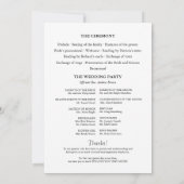 Elegant Minimalist Wedding Ceremony Program Einladung (Rückseite)