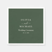 Elegant Minimalist Wedding Dark Green Classic Chic Serviette (Vorderseite)