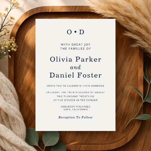 Elegant Minimalist Wedding Einladung