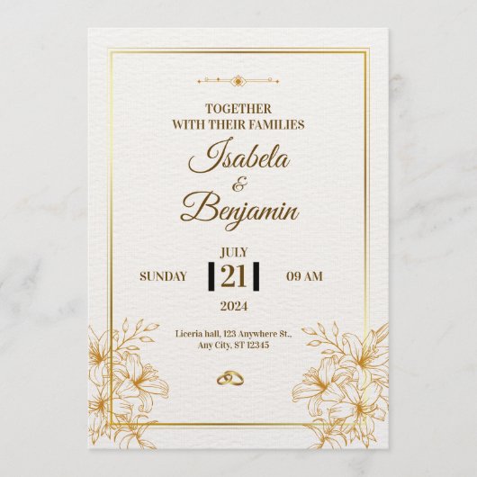 Elegant Minimalist Wedding Invitation | Classic Bl Einladung (Vorderseite)