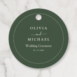 Elegant Minimalist Wedding Invitation Dark Green  Geschenkanhänger
