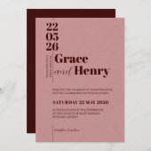 Elegant Minimalist Wedding Invitation Einladung (Vorne/Hinten)