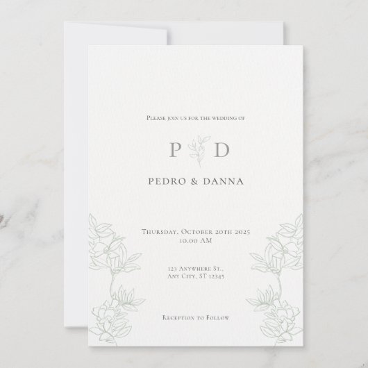 Elegant Minimalist Wedding Invitation Einladung (Vorderseite)