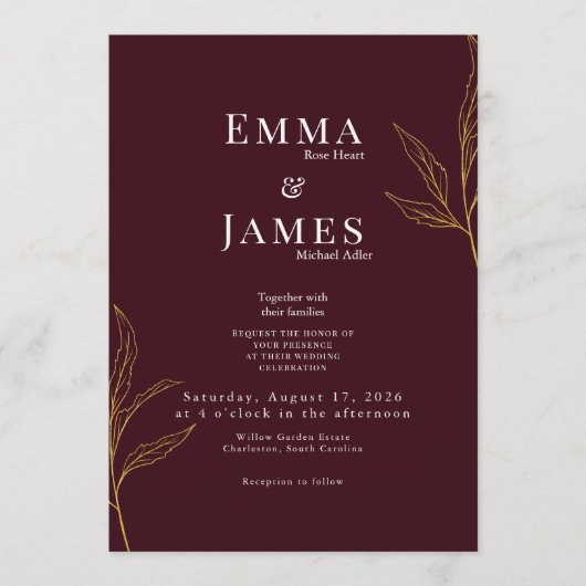 Elegant Minimalist Wedding Invitation | Modern Einladung (Vorderseite)