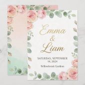 Elegant minimalist wedding invitation with waterco einladung (Vorne/Hinten)